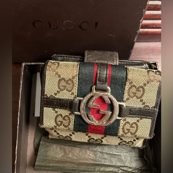 Vtg Gucci GG Ophida Trifold Wallet - Picture 2 of 16